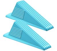 Frienda 2 Pcs Jumbo Door Stoppers Heavy Duty Door Stopper Tall up to 2inch Tall Wedge TPR Large Wedge Stackable Big Rubber Doorstop for Hotel Carpet Hardwood Concrete and Tile (Blue)
