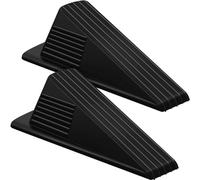 Frienda 2 Pcs Jumbo Door Stoppers Heavy Duty Door Stopper Tall up to 2inch Tall Wedge TPR Large Wedge Stackable Big Rubber Doorstop for Hotel Carpet Hardwood Concrete and Tile (Black)