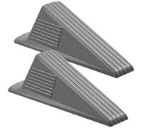 Frienda 2 Pcs Jumbo Door Stoppers Heavy Duty Door Stopper Tall up to 2inch Tall Wedge TPR Large Wedge Stackable Big Rubber Doorstop for Hotel Carpet Hardwood Concrete and Tile (Gray)