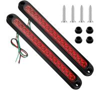 Frienda 2 Pcs Trailer Lights LED Tail Lights Bar 10 Inch 15 Tail Light Assembly with Stop Turn Brake Strip Function 9-30v Waterproof LED Trailer Taillight for Trucks Boats Pickups(Red Cover)