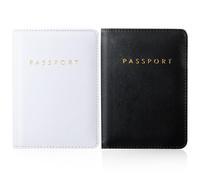 Frienda 2 Pieces Bridal Passport Covers Holder Waterproof Leather Holder Covers Travel Wallet Passport Case for Women and Men