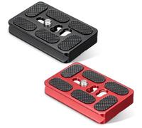 Frienda 2 Pieces Metal Quick Release Plate with 1/4''-20 Camera Screw Tripod Mount Plate Fits Standard for DSLR Camera Tripod Ball Head (Pu60,Black and Red)