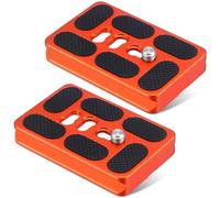 Frienda 2 Pieces Metal Quick Release Plate with 1/4''-20 Camera Screw Tripod Mount Plate Fits Standard for DSLR Camera Tripod Ball Head(Orange,Pu60)