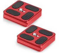 Frienda 2 Pieces Metal Quick Release Plate with 1/4''-20 Camera Screw Tripod Mount Plate Fits Standard for DSLR Camera Tripod Ball Head(Red,Pu40)
