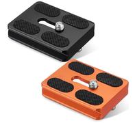 Frienda 2 Pieces Metal Quick Release Plate with 1/4''-20 Camera Screw Tripod Mount Plate Fits Standard for DSLR Camera Tripod Ball Head (Pu50,Black and Orange)