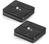 Frienda 2 Pieces Metal Quick Release Plate with 1/4''-20 Camera Screw Tripod Mount Plate Fits Standard for DSLR Camera Tripod Ball Head (Black,Pu40)