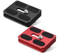 Frienda 2 Pieces Metal Quick Release Plate with 1/4''-20 Camera Screw Tripod Mount Plate Fits Standard for DSLR Camera Tripod Ball Head(Pu50,Black and Red)