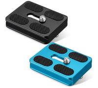 Frienda 2 Pieces Metal Quick Release Plate with 1/4''-20 Camera Screw Tripod Mount Plate Fits Standard for DSLR Camera Tripod Ball Head(Pu50,Black and Blue)