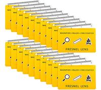 Frienda 20 Pcs Credit Card Pocket Magnifier 4x Fresnel Lens Pocket Magnifying Glass Plastic Ruler Starting Fire Emergency Bushcraft Outdoor Survival Leisure for Classroom Home Office