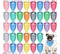 Frienda 20 Pieces Point Adjustable and Washable Dog Bandana Triangle Scarf Kerchiefs Dog Bib Accessories for Small to Puppy Cat(Polka Dots)