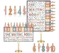 Frienda 23 Pcs Classroom Management Waiting Room Clip Chart Boho Teacher's Helper Waiting Room Poster Wooden Number Clips Table Holder for Back to School Teacher Supplies