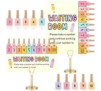 Frienda 23 Pcs Classroom Management Waiting Room Clip Chart Pastel Teacher's Helper Waiting Room Poster Wooden Number Clips Table Holder for Back to School Teacher Supplies