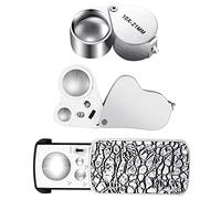 Frienda 3 Pieces Jewelers Loupe 30x 60x 90x 10x Portable Illuminated Jewelers Eye Loupe Magnifier with UV Black Light for Jewelry Coins Gems Stamps Watches Rocks