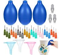 Frienda 3 Sets Slip Trailer Bottle for Pottery Ceramic Glaze Precision Tip Applicator Glue Bottle Slip Trailing Tool for Clay with 24 Pcs Needles of Various Sizes 3 Filling Funnels Clay Pottery(Blue)