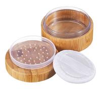Frienda 30 ml Bamboo Loose Powder Puff and Container Empty Dusting Powder Jar for Body Face Makeup Travel Box Compact Case Holder with Sifter Lids and Puff