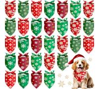 Frienda 30 Pcs Christmas Dog Bandanas Bulk Snowflake Bandanas for Dogs Soft Triangle Kerchief Bibs Scarf Set for Puppy Small Medium Large Pets Christmas Party Decoration