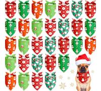 Frienda 30 Pcs Christmas Dog Bandanas Bulk Snowman Bandanas for Dogs Soft Triangle Kerchief Bibs Scarf Set for Puppy Small Medium Large Pets Christmas Party Decoration