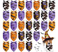 Frienda 30 Pieces Halloween Dog Bandanas Bulk Bat Bandanas for Dogs Soft Kerchief Set Bibs Triangle Doggie Scarf for Small Medium Large Pets Halloween Party Decoration