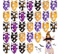 Frienda 30 Pieces Halloween Dog Bandanas Bulk Ghost Bandanas for Dogs Soft Kerchief Set Bibs Triangle Doggie Scarf for Small Medium Large Pets Halloween Party Decoration