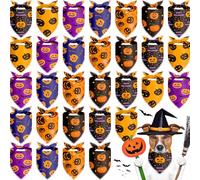 Frienda 30 Pieces Halloween Dog Bandanas Bulk Pumpkin Bandanas for Dogs Soft Kerchief Set Bibs Triangle Doggie Scarf for Small Medium Large Pets Halloween Party Decoration