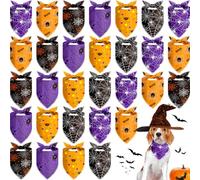 Frienda 30 Pieces Halloween Dog Bandanas Bulk Spider Web Bandanas for Dogs Soft Kerchief Set Bibs Triangle Doggie Scarf for Small Medium Large Pets Halloween Party Decoration