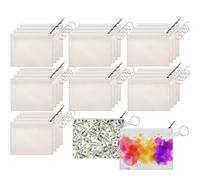 Frienda 30 Pieces Sublimation Blank Small Coin Canvas Makeup Bags Bulk Cosmetic DIY Craft Pouch with Zipper Coin Purse Pencil Pouch Travel Toiletry Organizer, White, general size