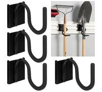 Frienda 4 Pack S-Hooks for Wall Storage System, Heavy Duty Curved Pivot Garage Hooks with Non-Slip Coating for Long Handle Tools Compatible with Craftsman Versatrack Garage Storage System