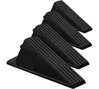 Frienda 4 Pcs Jumbo Door Stoppers Heavy Duty Door Stopper Tall up to 2inch Tall Wedge TPR Large Wedge Stackable Big Rubber Doorstop for Hotel Carpet Hardwood Concrete and Tile (Black)