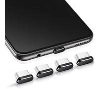 Frienda 4 Pieces Usb C Dust Plug Type-C Anti Dust Cover Compatible with Samsung Galaxy S21/Ultra Redmi Note 10 Pro HUAWEI Mate 30 Port Cap Protector for Most Type-C Smartphones and Tablets (Black)