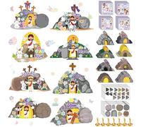 Frienda 48 Set Easter Jesus Resurrection Craft Kit Christian Make Your Own Empty Tomb of Jesus He is Risen Crafts for Faith Classroom Church Christian Easter Day Party Craft