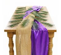 Frienda 52 Pcs Lent Holy Maundy Thursday Easter Communion Table Decor 10 ft Purple Cloth Runner Burlap Runner 15.7 Inch Easter Palm Leaves Palm Sunday Artificial Branches for Church Lent Holy Week