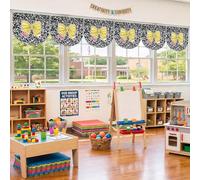Frienda 6 Pcs Pencil Bow Curtains Back to School Composition Pattern Curtains First Day of School Window Cover Decor Classroom Supplies 24.4" x 20.5"