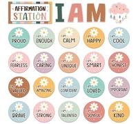 Frienda Boho Affirmation Station Bulletin Board Set Motivational Posters Classroom Mirror Growth Mindset Decor Positive Affirmations Accents Cutouts for School Office Home Teacher Wall Supply
