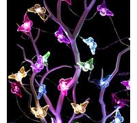 Frienda Butterfly String Lights, 10ft 40 LEDs Battery Operated 12 Modes Summer Fairy Light Decor for Bedroom Party Garden Wedding with Remote and Timer