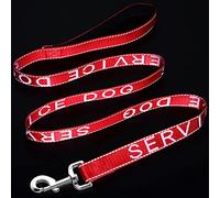 Frienda Emotional Support Dog Leash, Reflective 'SERVICE DOG' Lettering, Waterproof Neoprene Handle, 47 Inch, Red