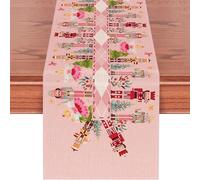 Frienda Pink Nutcracker Christmas Table Runner Pastel Nutcracker Table Cover for Christmas Winter Home Party Banquet Decorations, 72 x 13 Inch
