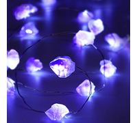 Frienda Purple Amethyst String Light 10ft 40 LEDs Crystal Stone Fluorite, Battery Powered with 12 Modes, Remote and Timer Decor for Wedding Birthday Party Holiday Festive Home Bedroom Garden