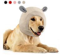 Frienda Quiet Ears for Dogs & Cats, Noise Protection Knitted Pet Ears Snood Head Wrap Hats, Medium to Large, Beige