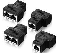 Frienda RJ45 Ethernet Splitter Connectors 1 to 2 Splitter Connectors LAN Ethernet Plug Adapter Compatible with Cat5 Cat6 Cable, Two Computer Can Surf The Internet at The Same Time(Black,4 Pieces)