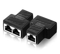 Frienda RJ45 Ethernet Splitter Connectors 1 to 2 Splitter Connectors LAN Ethernet Plug Adapter Compatible with Cat5 Cat6 Cable, Two Computer Can Surf The Internet at The Same Time(Black,2 Pieces)