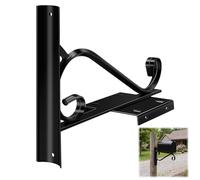 Frienda Single Decorative Mailbox Bracket Cast Aluminum Mailbox Mounting Bracket, Large (S) Scroll, Post Mount for Strong Support Installation Outdoor, Weather Resistant, Black, 14"D x 10.75"W x 6"H