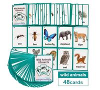 Friendly Animal Cards Vocabulary Flashcards for Toddler to Develop Language Skills Through Visual Stimulation Word Cards