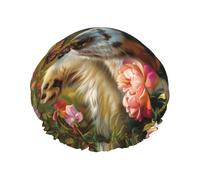 Friendly border collie Reusable shower cap - double-layer waterproof, elastic, environmentally friendly daily use shower cap