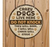 Friendly Dogs Live Here Sign - Playful Text with Paw Prints and Lighthearted Warning - Charming Outdoor Decor for Front Door or Garden