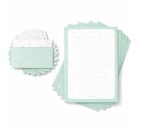 Friendly Fox Modern A4 Writing Paper Set with Lines, 20 Sheets and Envelopes, Mint Color