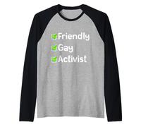 Friendly Gay Activist LGBTQ Gay Rights Equality Activism Raglan Baseball Tee