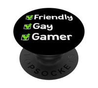 Friendly Gay Gamer LGBTQ Identity Pride Gay Inclusion Gamers PopSockets Adhesive PopGrip