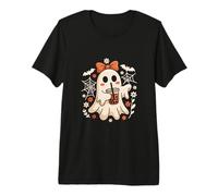 Friendly Ghost Drinking Coffee Halloween Morning Brew Spooky Premium T-Shirt