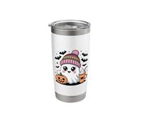 Friendly Ghost Drinking Coffee Halloween Morning Brew Spooky Stainless Steel Insulated Tumbler