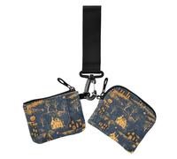 Friendly Help! House Haunted Hallowen Women's Change Wallet Card Cases Large Capacity Credit Card Wallet Case with Wristlet Strap for Woman 2 Pcs